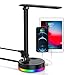 Lampe de Bureau LED, Lampe de Table avec 4 USB 2 Prises, Dimmable 4 Niveaux pour Lecture/Travail, Flexible Contrôle Tactile Lampe de Lecture Protection des Yeux (Noir)