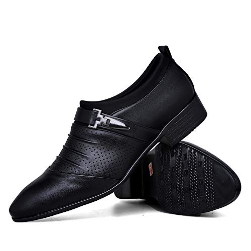 Dress Oxford for Men Slip On Cap Toe Pleated PU Leather Slip Resistant Low Top Anti-Slip Rubber Sole Outdoor3