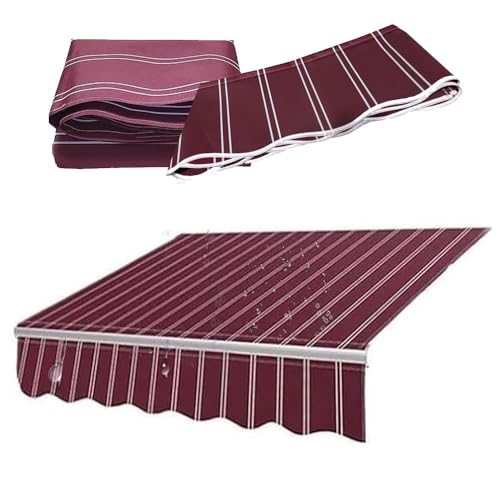Toldo retráctil de repuesto para patio, 4 unidades, resistente a los rayos UV, color rojo y blanco, para exteriores, impermeable, para jardín, 4 x 2,4 m