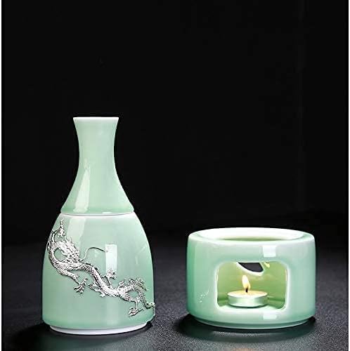Sake Set Sake Bottle Sake Cups Sake Pot Celadon Sake Set with Gift Box Packaging Decanter Sake Simmering Applicator Dispenser Liquor Glass