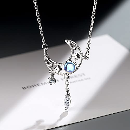 Collier en argent 925 pierre de lune et pampilles à offrir pour femme
