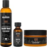 Live Bearded 3-Step Beard Grooming Kit - 1880 - Beard Wash, Beard Oil and Beard Butter - All-Natural