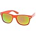 zeroUV Retro Large Square Colored Mirror Lens Horn Rimmed Sunglasses 55mm (Orange/Pink-Green Mirror)