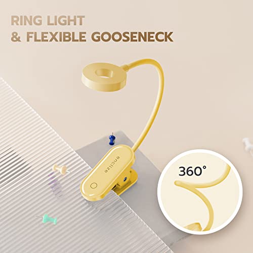 enclize Book Light for Reading in Bed,Rechargeable LED Reading Light with Stepless Brightness & 3 Color Temperature, Easy Clip On Reading Lamp for Reading at Night in Bed,Yellow - Thumbnail 4