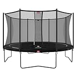 BERG Favorit Trampolin Ø 430 cm schwarz | Safety Net Comfort Sicherheitsnetz | rundes Gartentrampolin für Kinder | Airflow Sprungtuch | SoloSpring Federn | UV‑beständige Randabdeckung