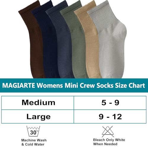 Image of MAGIARTE Womens Mini Crew Socks Pure Cotton 6-Pack | Athletic,Casual,Seamless Toe,Moisture Wicking,Combed Cotton, Anti-pilling Cotton,Gift box packaging,Stretch-to-fit design