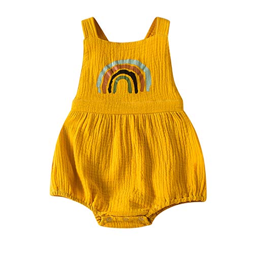 Newborn Baby Girls Rainbow Swimsuit Sleeveless Ruffle Swimwear One Piece Bikini Bathing Suit 0-3Y Girls Suspender Romper Bodysuit Summer Playsuit Beachwear
