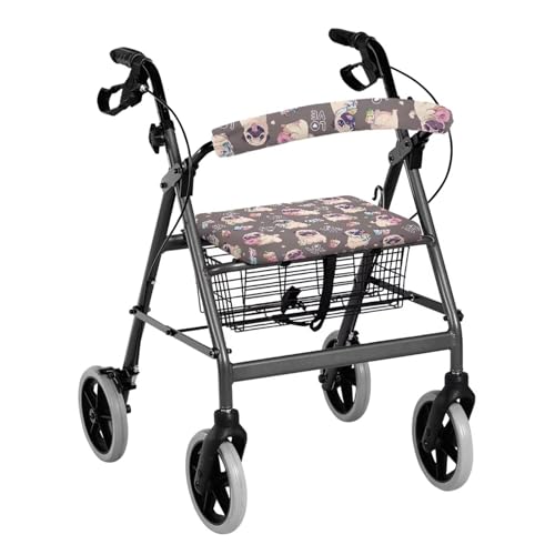 Image of Rollator Accessories, Pug Soft Walker Seat and Backrest Covers, Universal Seat Covers for Seniors with Adjustable Fit