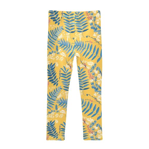 KLL Ferns Vintage Botanical Saffron Little Girls Legging Casual High Waisted Yoga Pants Exercise2