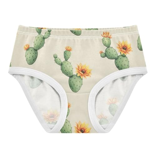 Bright Toddler Underwear Floral 2t Cotton Cute Panties Girl Green Cactus Yellow Flowers Beige Kids Briefs Undies