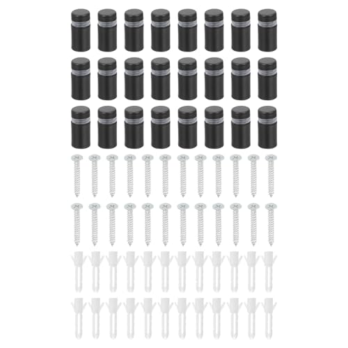 Image of uxcell 24 Pcs Standoff Screws, 1 /2 inch x 0.8 inch Stainless Steel Advertising Screws Wall Standoff Mounts Hardware for Acrylic Picture Frame Glass Signs Hanging, Black