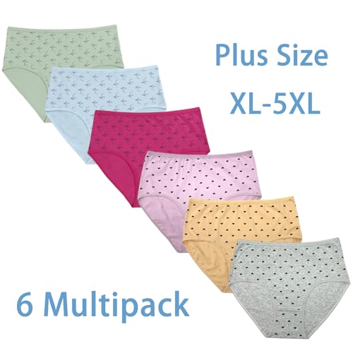 Women's Cotton Plus Size Panties Underwear High Waisted Ladies Underwear Briefs 6 Pack XL-5XL Cotton Undies2