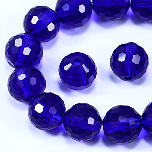 Dowarm 100PCS 8MM Crystal Glass Beads for Jewelry Making, Dark Blue Faceted Crystal Beads for Crafts Bracelet Wind Chimes Suncatcher, 5003 Rondelle Spacer Beads, Loose Gemstones