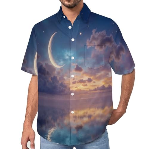 Chemise décontractée pour homme imprimé nuit de lune taille S-7XL
