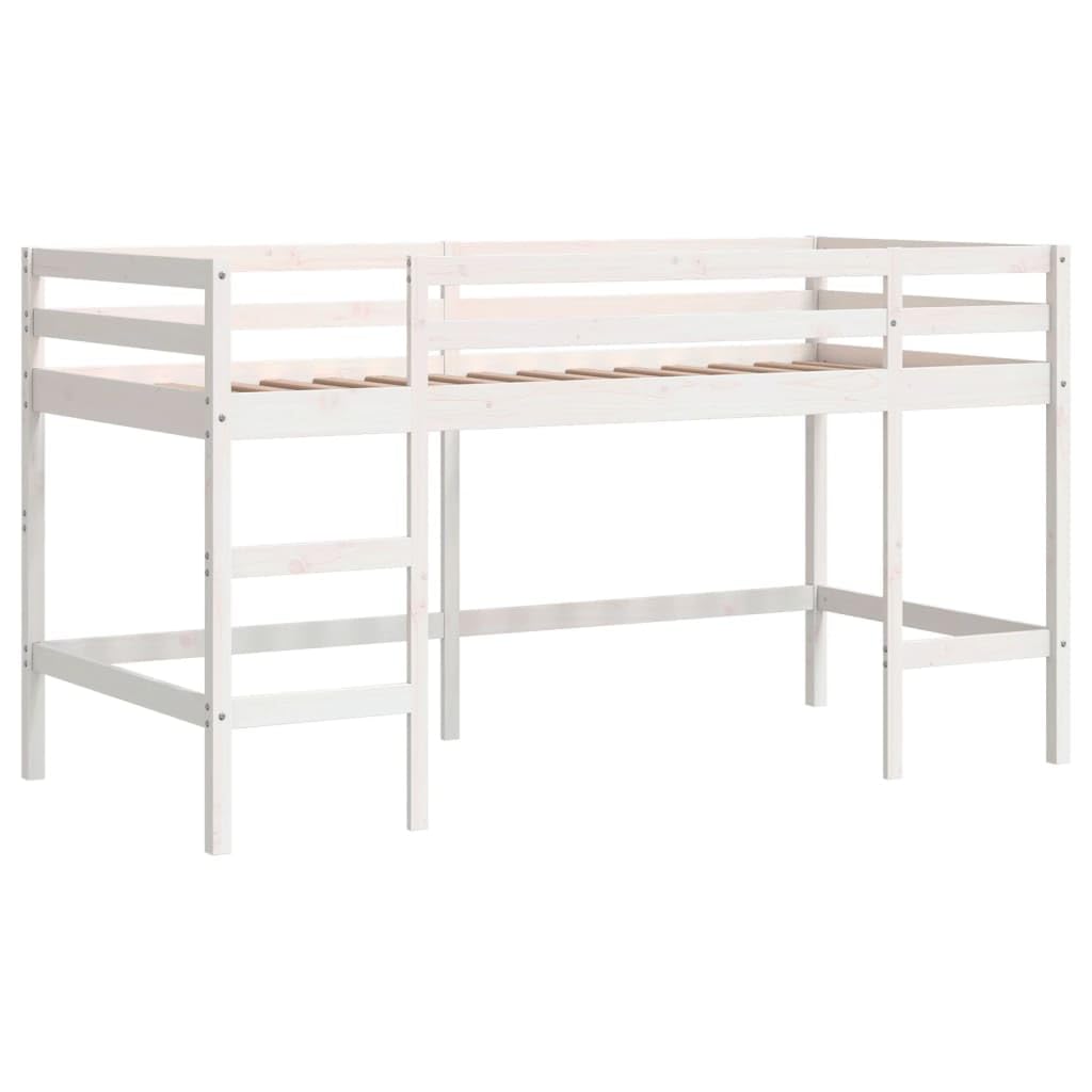 vidaXL Kinderhochbett, Hochbett mit Leiter Rausfallschutz, Spielbett Bett für Kinder ab 6 Jahren, Kinderbett Etagenbett Stockbett, Weiß 90x200cm Massivholz Kiefer