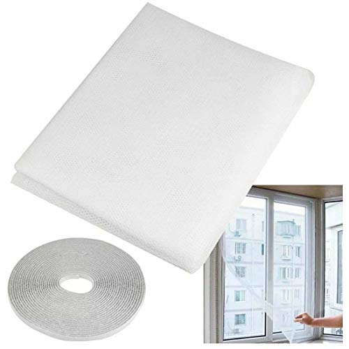 ELECDON Self-adhesive Window Screen Anti Mosquito Net Adjustable DIY Fly Window Screen Mesh Insect Netting Bug Bee Mosquito Protector With Sticky Tape for most Windows 100X150cm