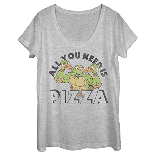 T-Shirt Pizza Nickelodeon XL Femme en Coton Gris Athlétique Confortable