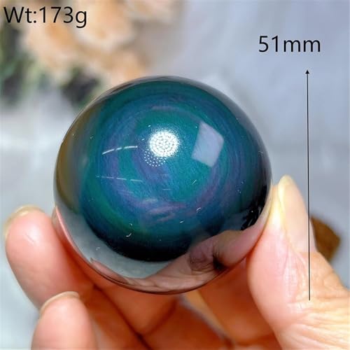 Esfera de obsidiana arcoíris mineral de colección con base expositora 3