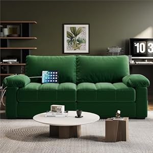 Yaheetech 79″ Velvet Couch, C...