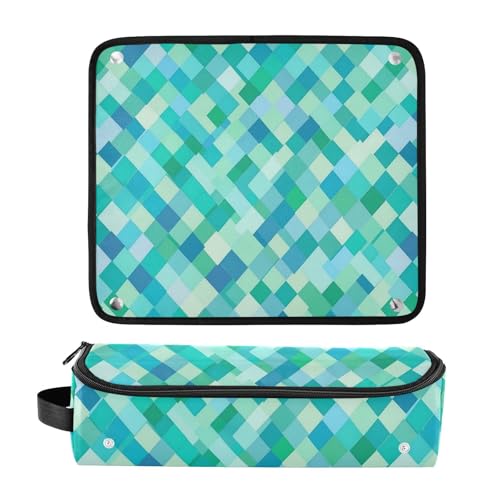 Organizador 2 en 1 para Herramientas de Cabello y Estera Resistente al Calor con Cierre para Accesorios de Peinado, Estuche Turquesa Verde para Plancha, Alisadores y Rizos miniatura 3