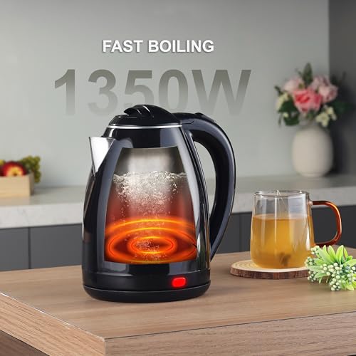 Image of Cello Pluto Quick Boil Stainless Steel Kettle 1350 Watts, 1.5 Litre Black | 304 Inner Stainless Steel, Double Wall, Cool Touch Outer Body, On-Off Indicator |Ideal For Boiling Water, Making Tea, Coffee