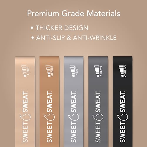 Sweet Sweat Mini Loop Resistance Bands - Set of 5 | Exercise Hip Booty Bands for Squats, Lunges, Physical Therapy, Yoga, Pilates, Rehab and Home Workout | Non-Latex Elastic Bands Includes Carry-Bag - Image 6