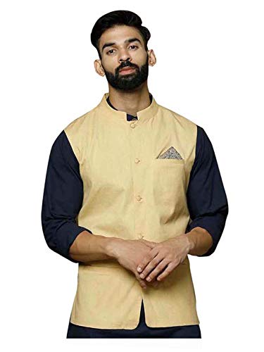 Elina fashion Men's Cotton Indian Nehru Jacket || Designer Bandhgala Jodhpuri Sleeve Less Waistcoat ONLY Cream
