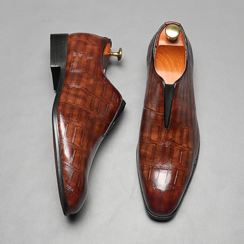 ByErz Men's Leather Dress Loafers Shoes Business and Parties Formal Events Smoking Slippers Loafers2