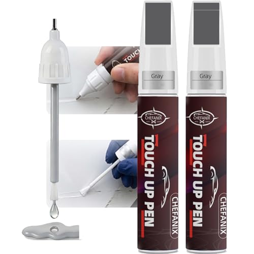 2 PCS Gray Touch Up Paint for Cars & Motorcycles – Car Scratch Remover, 2-in-1 Brush & Pen, Paint Scratch Repair Kit with Quick-Dry Formula for Multi-Brand Vehicles