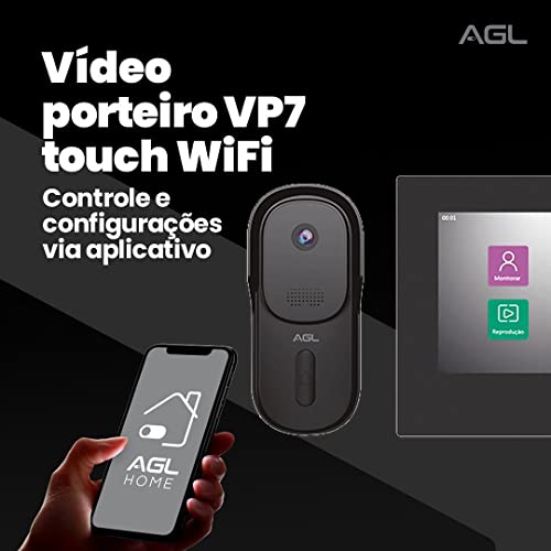 Interfone Vídeo Porteiro Com Câmera Vp7 Touch Wifi Agl