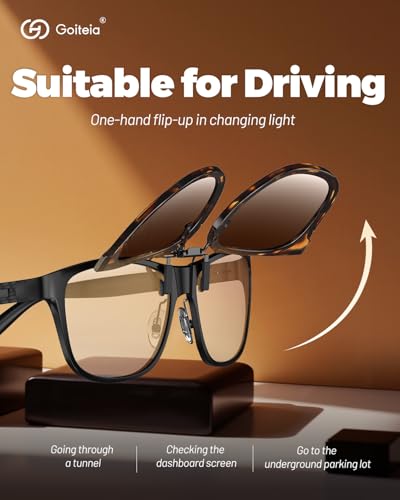 Goiteia Oversized Polarized Clip on Sunglasses over Prescription Glasses for Women Men, Round Stylish Framed Like Sunglasses4