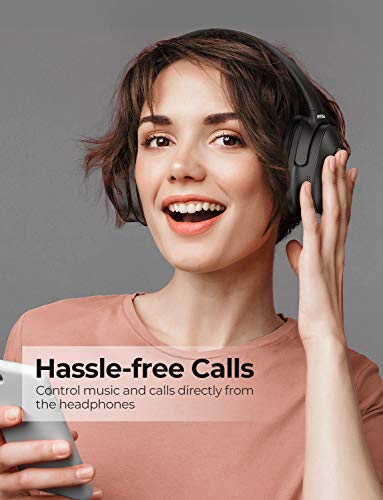 Mpow H12 Noise Cance lling Headphones Bluetooth, Wireless/Wired Headphones Over Ear with Microphone, Hi-Fi Deep Bass, Memory-Protein Earmuffs, 30H Playtime for TV, Travel, Online Class, Home Office