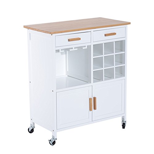 Preisvergleich Produktbild HOMCOM Küchenwagen Küchentrolley Beistellwagen Servierwagen Küchenregal mit Weinablage