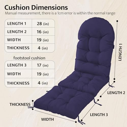 Image of mudilun Adirondack Chair Cushion with Ottoman Cushion Outdoor Tufted Waterproof Lounge Cushion Anti-Slip Thickened High Back Patio Seat Pads (Custom Colors)