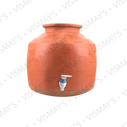 Image of VISMAYS Handmade Clay Water Pot with Tap 18 Litre Mitti Ka Matka Surahi Ghada Terracotta Water Storage Pot Natural Clay Water Cooler Traditional Earthen Pot for Drinking Water Home Kitchen