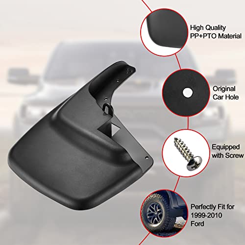Image of BDFHYK Mud Flaps Splash Guards Mudguards Mudflaps Compatible with Ford F250 F350 F450 F550 Super Duty Without Fender Flares (1999-2010), 4PCS Front & Rear Side