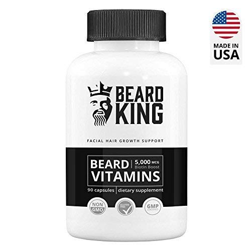 BEARD KING - Beard Vitamins | Best Facial Hair Growth Supplement - for Thicker, Fuller, Healthy Beard | with Biotin Boost, Vegan, Non-GMO Facial Hair Growth Pills for Men - 90 Capsules BEARD KING - Beard Vitamins | Best Facial Hair Growth Supplement - for Thicker, Fuller, Healthy Beard | with Biotin Boost, Vegan, Non-GMO Facial Hair Growth Pills for Men - 90 Capsules