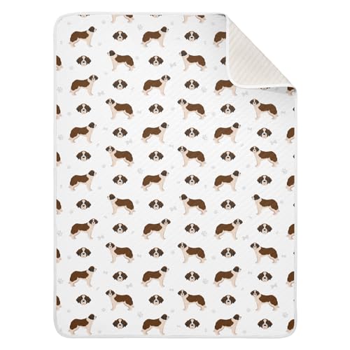 Image of Dog St Bernard Cute Baby Swaddle Blanket for Boys and Girls, Muslin Baby Receiving Swaddle Blanket, Soft Cotton Nursery Swaddling Blankets for Newborn Toddler Infant