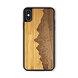 WUDN Slim Wooden Phone Case (Sawtooth Mountains | Bamboo Sky) Compatible with iPhone X or Xs