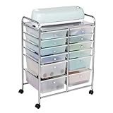 Honey Can Do 12-Drawer Rolling Craft Storage Or Office Cart, Chrome CRT-09642 Clear