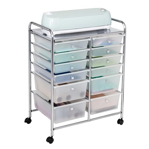 Honey Can Do 12Drawer Rolling Craft Storage Or Office Cart, Chrome CRT09642 Clear Amazon