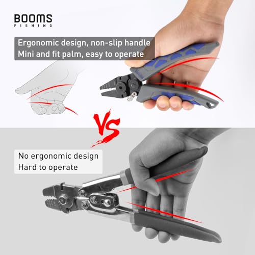 Image of Booms Fishing CP4 Wire Crimping Tool with Cutter, Effort-saving Fishing Crimping Pliers, High Carbon Steel Fishing Plier Wire Rope Leader Crimper Tool, 7 inch Crimpers Swager with 140pcs Sleeves