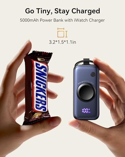 Image of INIU 3-in-1 Portable Charger, 5000mAh Power Bank with Watch Charger & Built-in Cable, Compact 20W Fast Charging Battery Pack, Key Chain & Travel Essential for iPhone 16 15, Apple Watch, AirPods, etc
