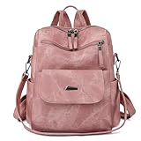 WYFJNX PU Leather Backpack Purse for Women Fashion Multipurpose Design Handbag Ladies Shoulder Bags Travel Backpack Pink