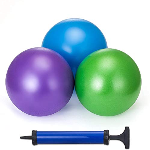 3 Pack 9-10in Mini Exercise Balls Heavy Duty and Slip Resistant Small Pilates Ball for Yoga Fitness Stability Barre Balance Training- Beach Pool Ball for Kids