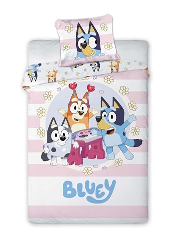 BrandMac Bluey Party Wende-Bettwäsche-Set Bettbezug 135x200 Kissenbezug 80x80 Kinder
