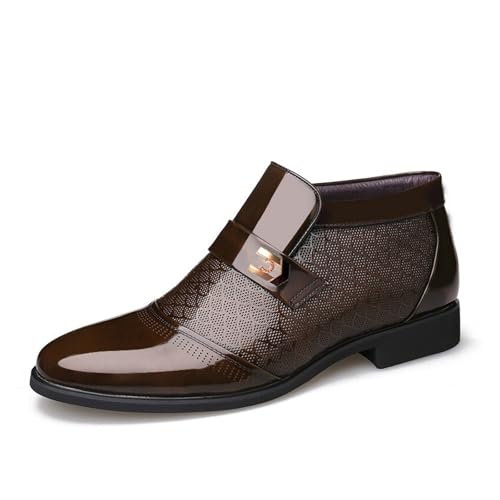 Dress Shoes For Men Winter Men's Genuine Leather High-Top Boots Plus Velvet Warm Business Shoes for Autumn Winter