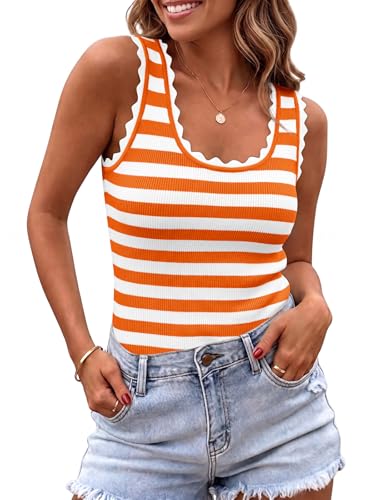 Image of Saodimallsu Womens Ribbed Knit Tank Top Summer Sleeveless Square Neck Casual Basic Slimming Sweater Vest Tops