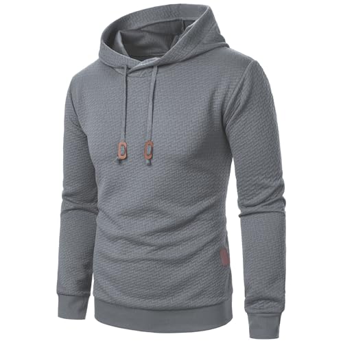 Men's Pullover Hoodies Slim Fit Long Sleeve Men Plaid Jacquard Drawstring Hiphop Casual Sweatshirts with Pockets4