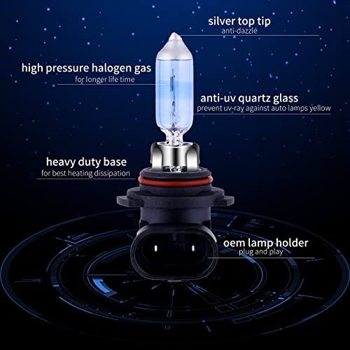 Image of 9006 Headlight Bulbs HB4 Halogen Bulb 5000K Super White Light Long Life Replacement P22D 12V /51W (9006 /HB4, 4 Pack)